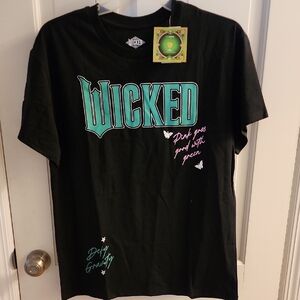 Wicked Black T-Shirt with Green and Pink Design
